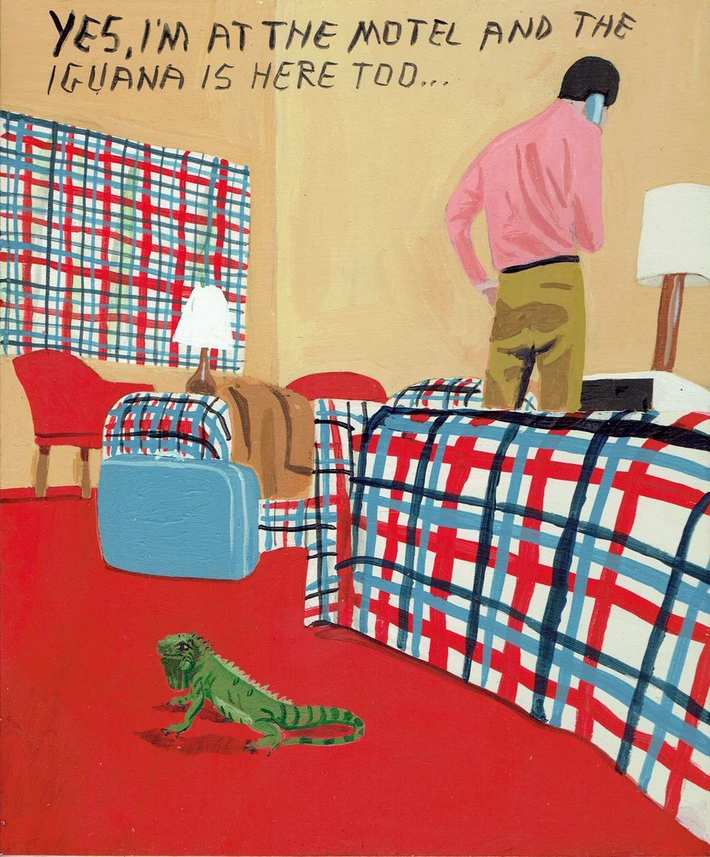 artenpedia's tweet image. Javier Mayoral, The Motel and the Iguana, 2021 

Acrylic on panel, 8 x 9.5 in.