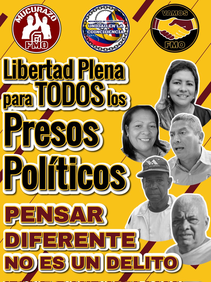 #CiudadGuayana
El Régimen debe Responder por cada vida que Apartó de las Familias Venezolanas.

Todos los Presos Políticos deben ser Liberados, Sanos y con su Integridad Intacta.
"Lo Ordenó" <a href="/POTUS/">President Donald J. Trump</a> <a href="/marcorubio/">Marco Rubio</a> 

#LibertadParaTodosLosPresosPoliticos