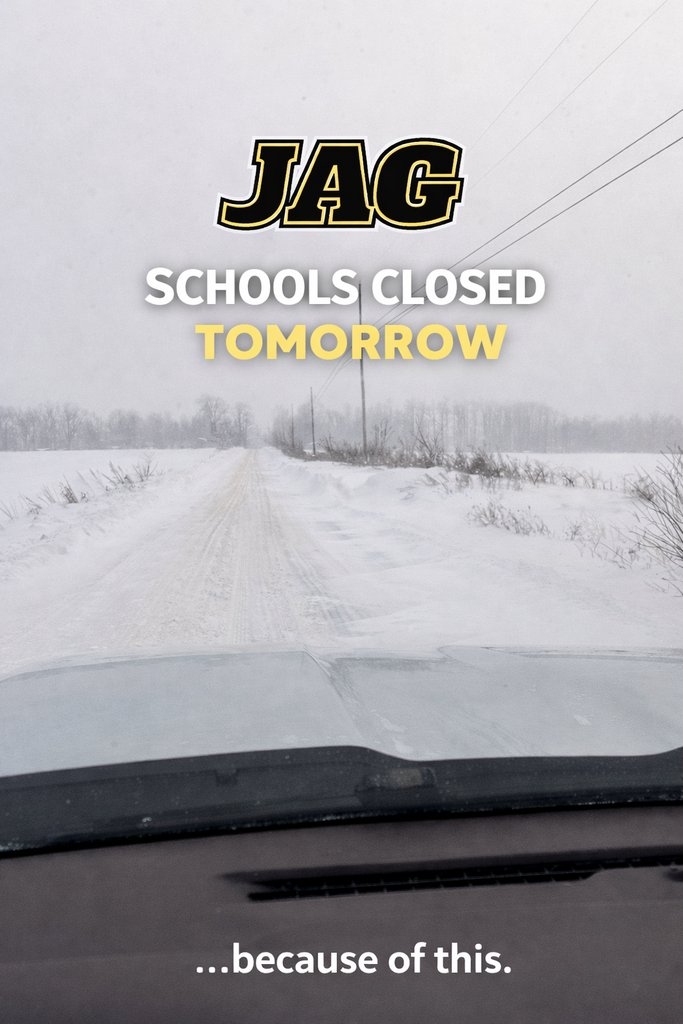 JAG will once again be closed tomorrow due to the weather. We hope to see you THR. Event status tomorrow will be posted  online by noon.