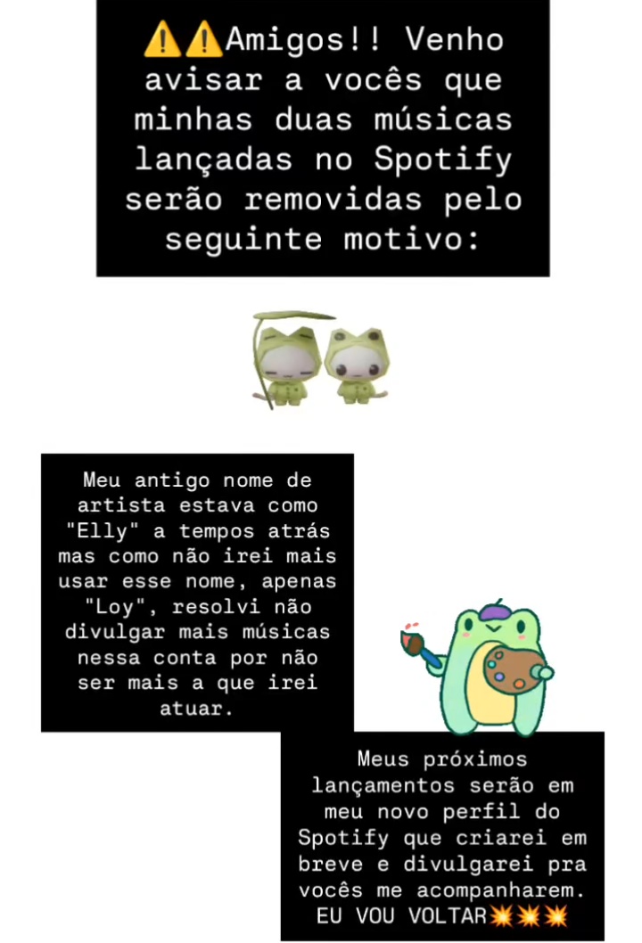 ⚠️⚠️pra aqueles que acompanham minhas músicas, peço que leiam atentamente, por favor!⚠️⚠️

é o início de uma nova evolução minha, eu não morri ainda 💥💥