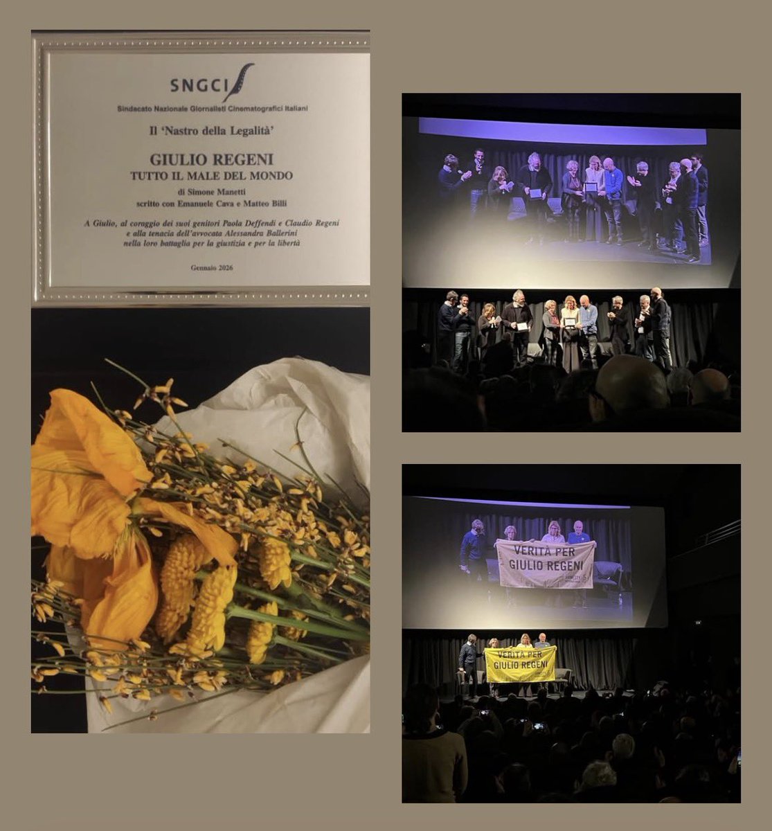 SNGCIN Il 'Nastro della Legalità'
GIULIO REGENI - TUTTO IL MALE 
DEL MONDO
di Simone Manetti
con Emanuele Cava e Matteo Billi
A Giulio, al coraggio dei suoi genitori Paola e Claudio #Regeni e alla tenacia dell'avvocata Ballerini nella loro battaglia per la giustizia e la libertà