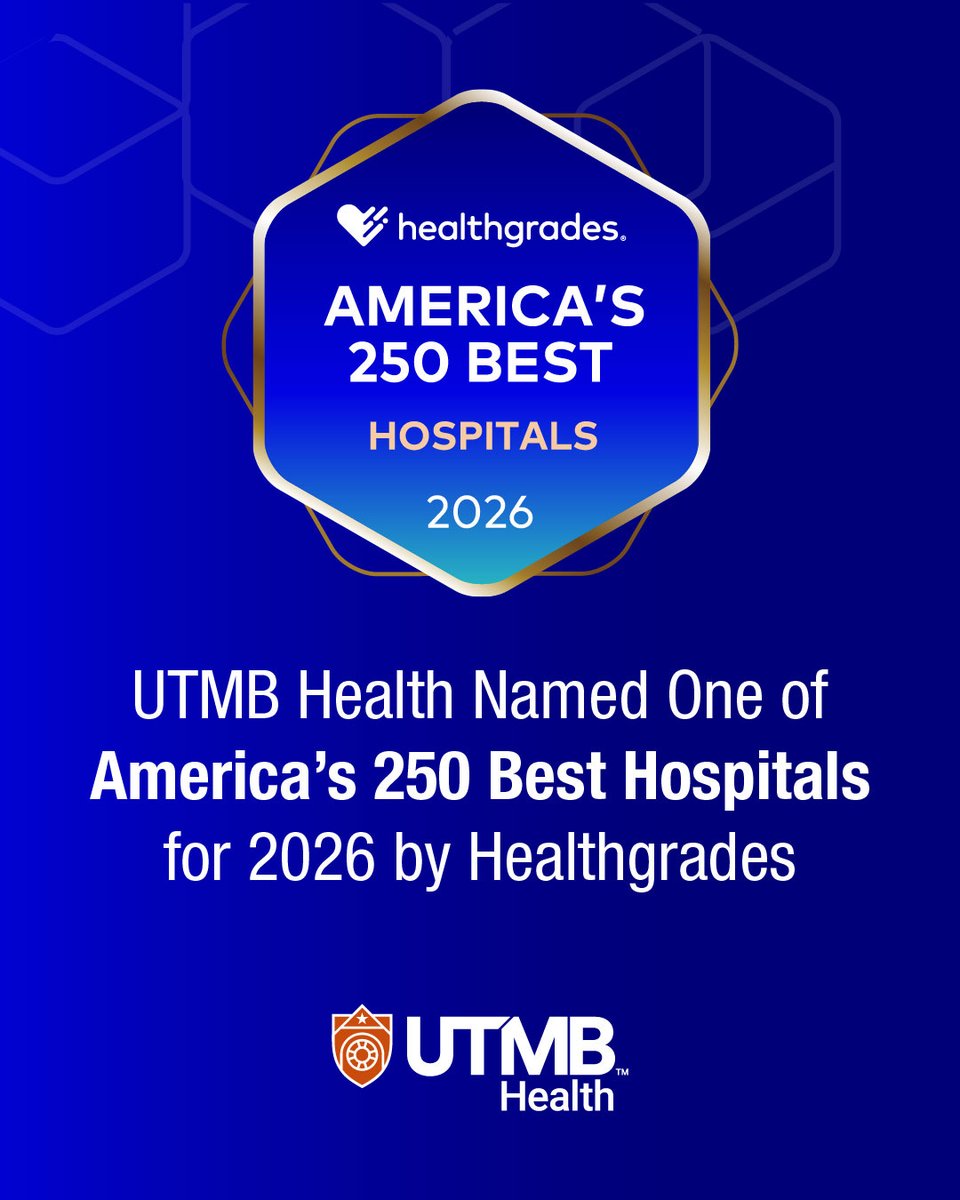 utmbhealth's tweet image. For the 4th consecutive year, UTMB Health has ranked among the top 5% of hospitals nationwide, earning the @Healthgrades America’s 250 Best Hospitals distinction—an honor that reflects our continued commitment to exceptional care. Learn more: utmb.us/f1w