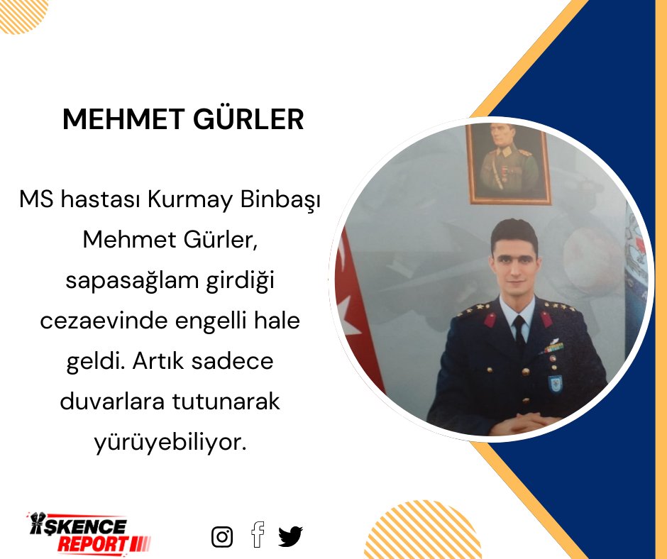 IskenceReport's tweet photo. MS hastası Kurmay Binbaşı Mehmet Gürler, sapasağlam girdiği cezaevinde engelli hale geldi.

Artık sadece duvarlara tutunarak yürüyebiliyor.

BununAdı İşkencedir https://t.co/vphU6ltvPC
