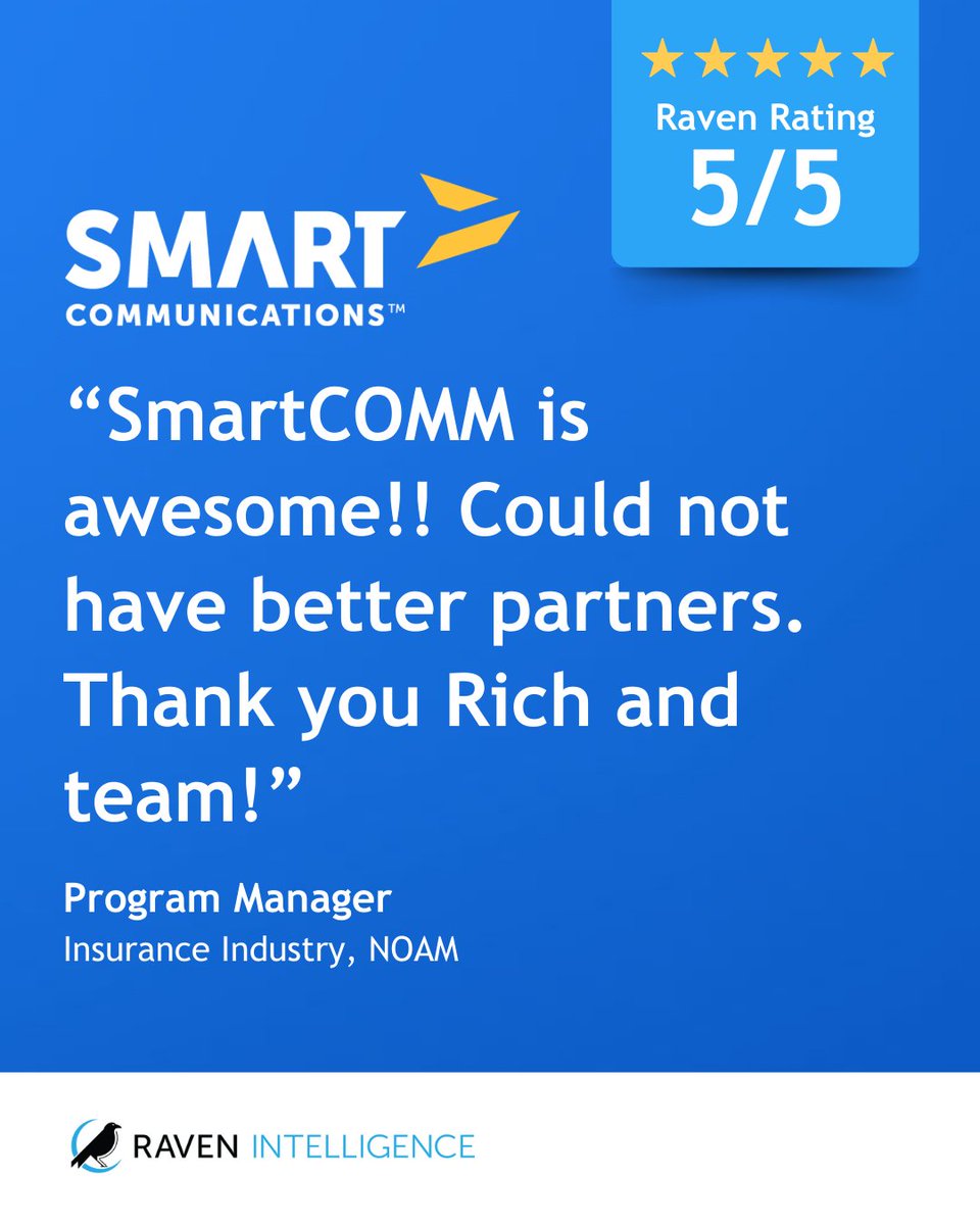 ravenintell's tweet photo. Check out this recent Raven review for Smart Communications! ⬇️

See more customer reviews for Smart Communications on their Raven profile: https://t.co/3UGIj1NgET

#SmartCommunications #SmartCOMM #ERP #ENSW #HR #HCM https://t.co/l2jBk6D7DN