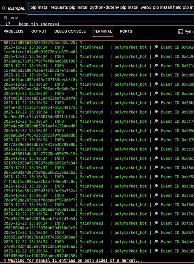 Dylan_210's tweet photo. A trader used a bot to turn $5 into $3.7M on Polymarket.
•Bet NO on near-impossible outcomes → small but safe profits
•Logic arbitrage faster than humans
•Exploit sports &amp; politics where retail reacts slowly
•Tens of thousands of tiny trades + automation = millions https://t.co/oQl3UHSeEJ