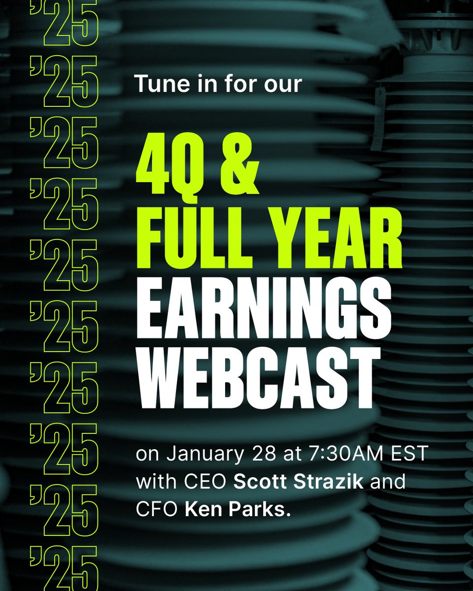 GEVernova's tweet image. Watch GE Vernova’s Earnings Webcast on January 28 to learn how we are leading the next investment supercycle – electric power.

vernova.is/3NDqKba

#InvestorRelations #FinancialReporting #FY2025Results #GEVernovaResults