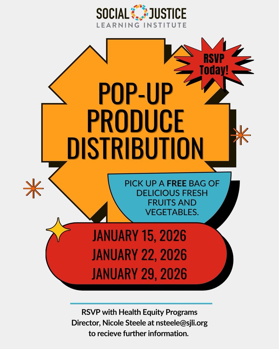 LACo_DPSS's tweet photo. In need of some fruits and vegetables? Swing by @SJLI_CA’s Pop-Up Produce Distribution to pick up a free bag of fresh fruits and veggies. Last event, this Thursday, January 29. 🍎 🍅 🥬

RSVP via email at nsteele@sjli.org. https://t.co/OAvuDQiA0F