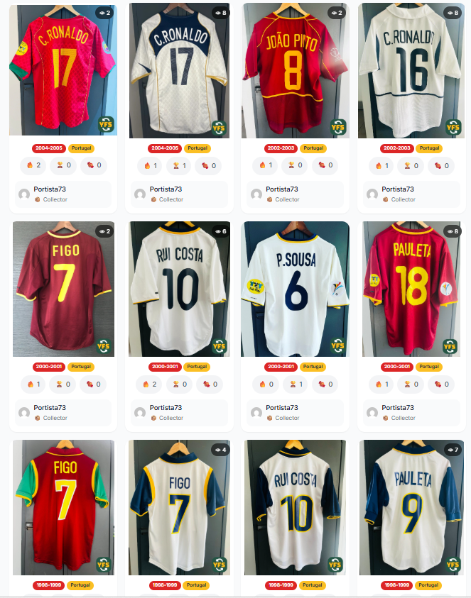 Figo. Rui Costa. Pauleta. Cristiano.
Multiple eras, iconic namesets — all added TODAY.
YFS Collectors area is growing fast… and collectors are delivering 🔥
We are waiting for you ! 👀
