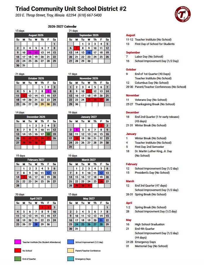 🚨The 2026-2027 District Calendar was approved at last night's Board of Education Meeting and can be found on the homepage of our district and school websites. 🚨

Direct download at 5il.co/3tj4u