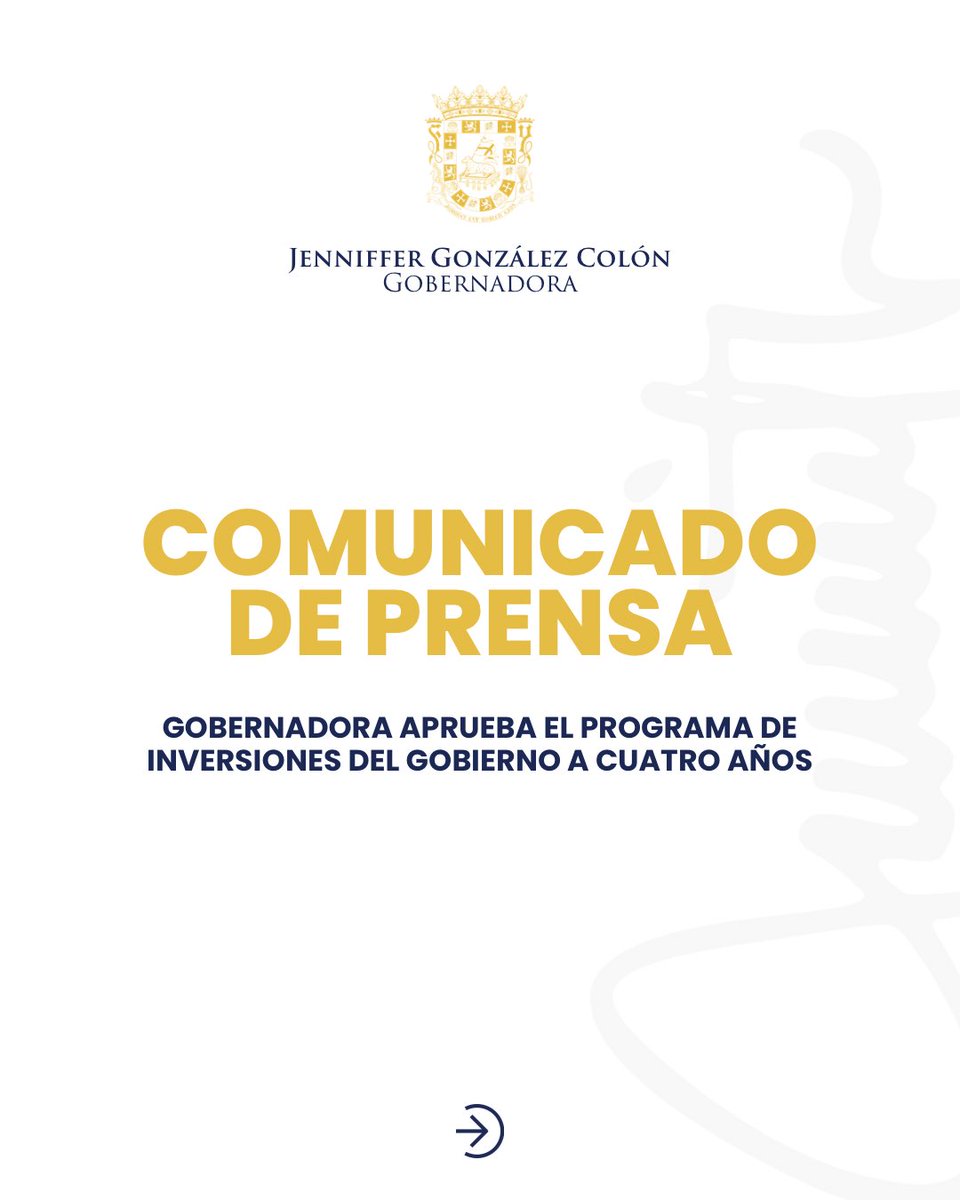 Jenniffer's tweet image. Hoy firmé el Programa de Inversiones de Cuatro Años (“PICA”), para los años fiscales 2025-2026 a 2028-2029. 

Esta medida es el plan de gobierno que organiza y decide, de manera responsable y transparente, en qué se va a invertir el dinero público durante los próximos cuatro…
