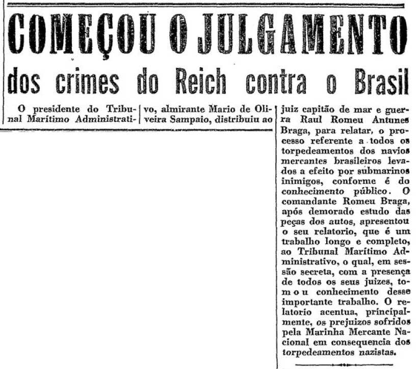 sentandoapua's tweet photo. Notícias da 2ª Guerra: 27JAN1944-Começou o julgamento dos crimes do Reich contra o Brasil https://t.co/XR5huc7xhJ 

#JAN44 #OGlobo #WWII #crimes @marmilbr https://t.co/5RXmoZORf9