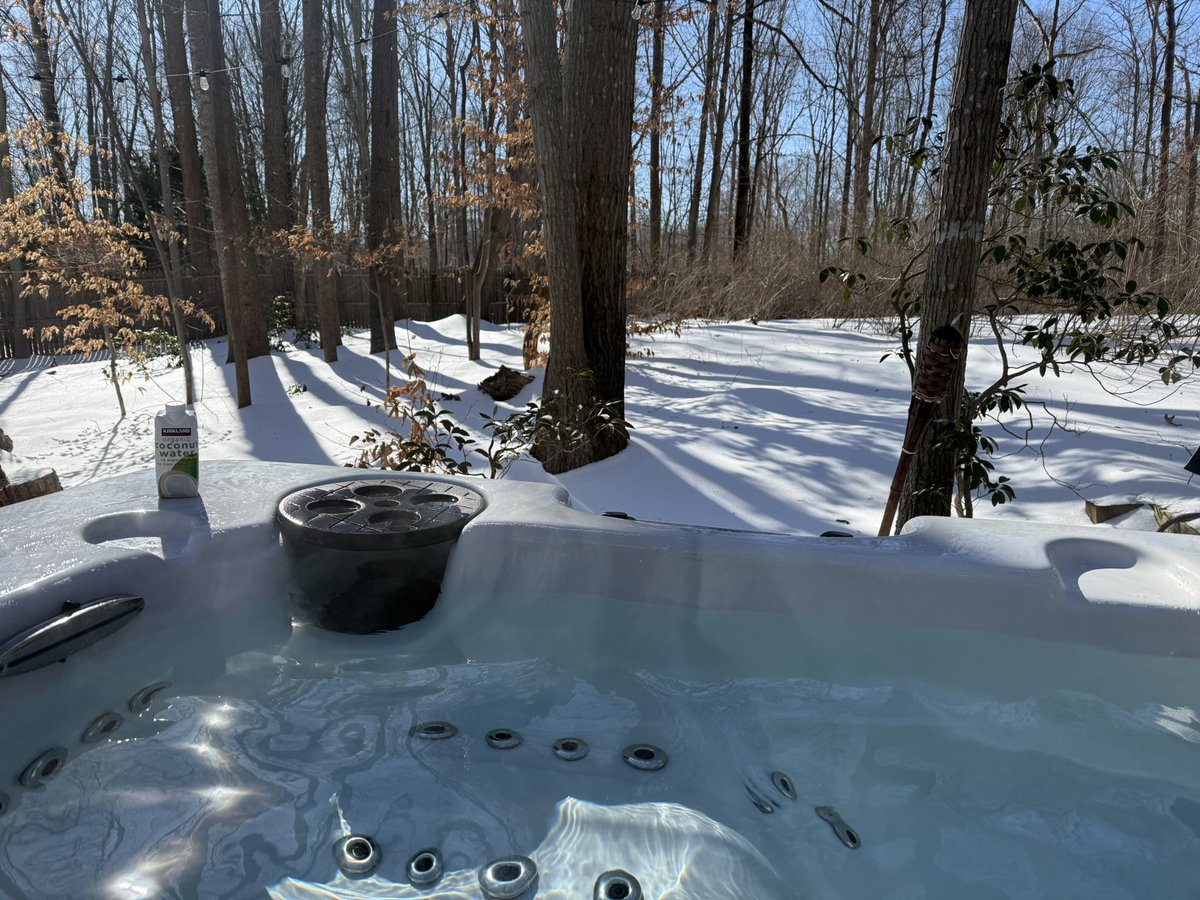 wvupen's tweet photo. Being retired means jumping into hot water after shoveling snow, not a zoom #semi https://t.co/uCqKd1we6e