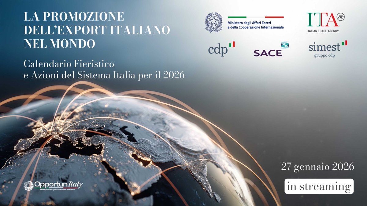 ItalyInPeru's tweet image. 🇮🇹 Il Ministro Tajani apre l’evento “La promozione dell’export italiano nel Mondo. Calendario Fieristico e Azioni del Sistema Italia per il 2026”, appuntamento dedicato al ruolo delle fiere internazionali nella proiezione esterna del Made in Italy 
👉amblima.esteri.it/it/news/dall_a…