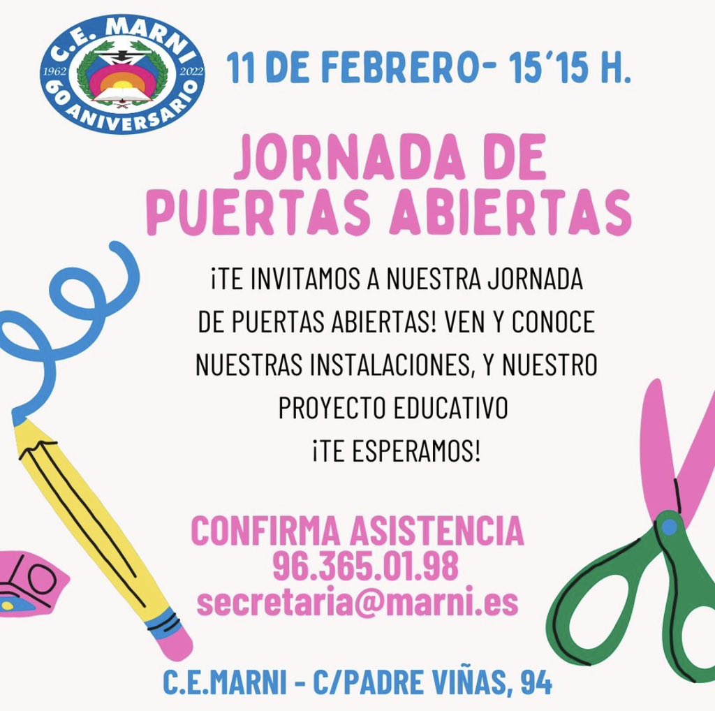 ¿Deseas que tu hijo/a curse estudios con nosotros? Os esperamos el 11 de febrero a las 15,15 horas en el colegio. Confirma asistencia a través del correo o llamando por teléfono. Os esperamos #unaeducaciónparatodalavida