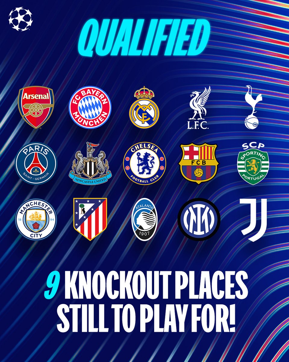 NINE knockout places still to play for!

#UCL