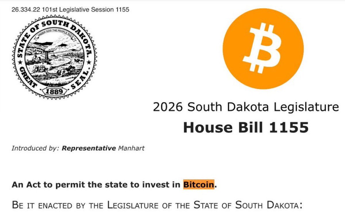 South Dakota puts forward a bill that would let the state buy Bitcoin