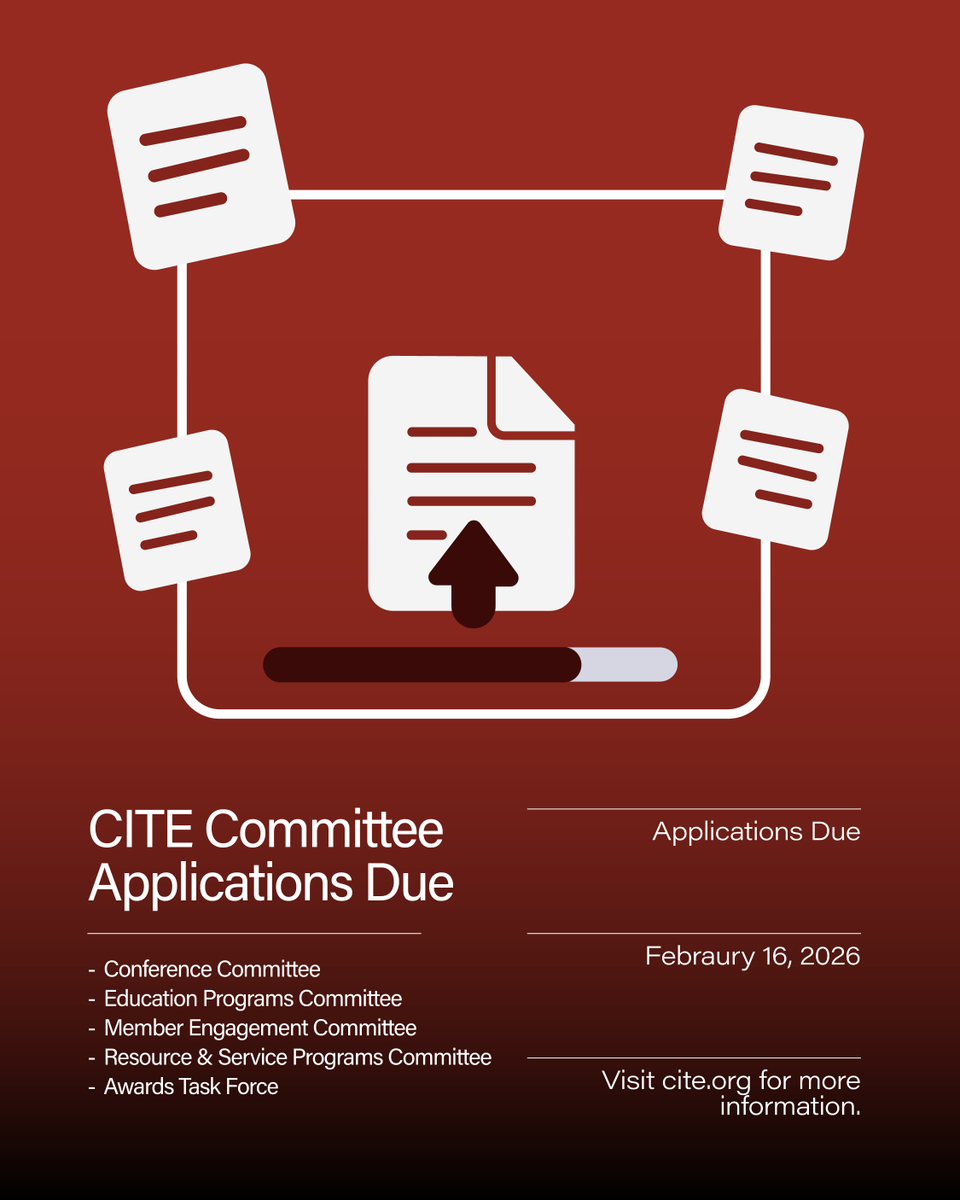 CITE_EDU's tweet photo. Our community is what makes CITE special and volunteering is one of the most impactful ways to get involved.
We’re currently seeking volunteers for the Conference, Member Engagement, Resource &amp; Service Programs Committees, and the Awards Task Force.

#CITE_EDU #k12 #technology https://t.co/f4f8bGiJXp