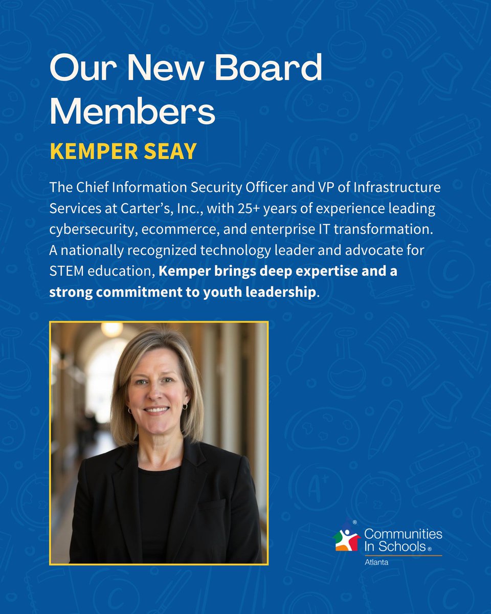 cisatlanta's tweet photo. We are proud to welcome our newest Board Members to Communities In Schools of Atlanta. 🎉 

Please join us in welcoming Kemper Seay and Sean J. Wright to the CIS of Atlanta Board of Directors.

Please join us in welcoming them to the CIS of Atlanta family. https://t.co/HbpT153HUK