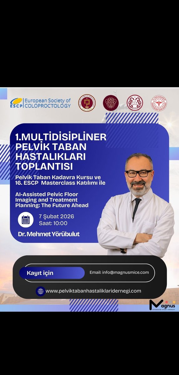 pthder's tweet photo. 📍7 Şubat 2026 | 09:00–10:40
🎓 1. Oturum: Multidisciplinary Approach to Complex Pelvic Floor🎤Konuşmacılar:
Gabriele Naldini
Gaetano Gallo
Erman Aytaç
Mehmet Yörübulut
Yasemin İrkilata

#PelvikTaban2026 #ESCP #Urogynecology #Colorectal #PelvicHealth https://t.co/hkmsDRBlSt