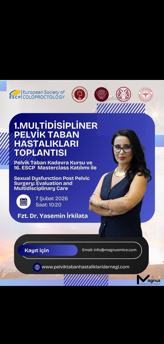 pthder's tweet photo. 📍7 Şubat 2026 | 09:00–10:40
🎓 1. Oturum: Multidisciplinary Approach to Complex Pelvic Floor🎤Konuşmacılar:
Gabriele Naldini
Gaetano Gallo
Erman Aytaç
Mehmet Yörübulut
Yasemin İrkilata

#PelvikTaban2026 #ESCP #Urogynecology #Colorectal #PelvicHealth https://t.co/hkmsDRBlSt