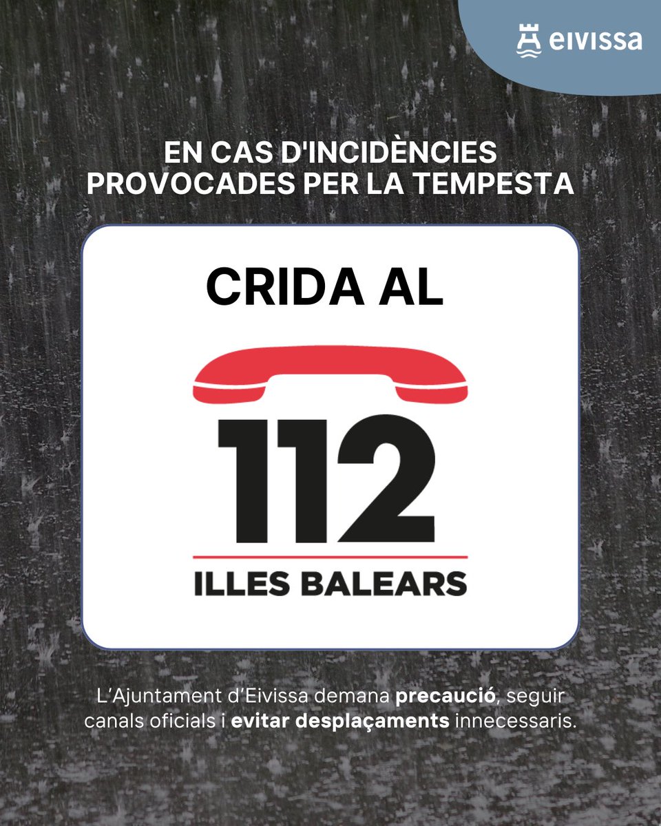👉🏼 Os pedimos precaución durante las próximas horas, que sigáis las recomendaciones de seguridad y que llaméis al 112 en caso de emergencia.

‼️ Podéis consultar los avisos actualizados por horas en el canal oficial de
<a href="/AEMET_Baleares/">AEMET_Baleares</a>
→ aemet.es/es/eltiempo/pr…