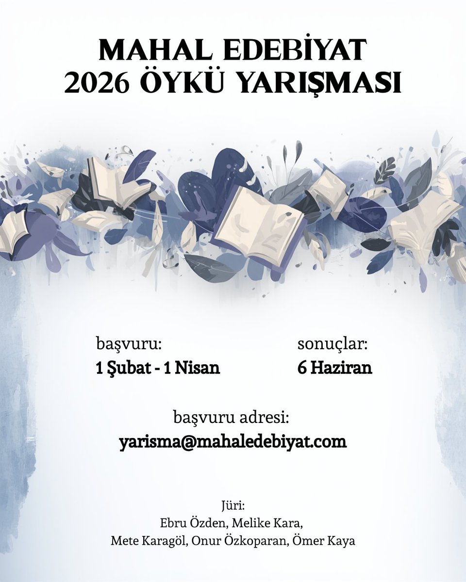 Mahal Edebiyat'ın 3. öykü yarışması için başvurular 1 Şubat'ta başlıyor!

Mahal Edebiyat'ın bu yıl üçüncüsü düzenlenecek öykü yarışmasında, adaylar tamamlanmış öykü dosyaları ile başvurabilecek.

Şartnamenin tamamı için: mahaledebiyat.com/mahal-edebiyat…