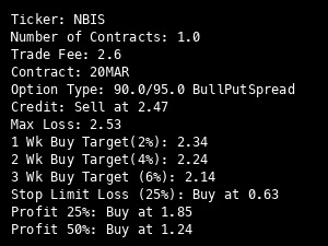 0ptionsEngineer's tweet image. $NBIS
20MAR Bull put spread 90/95 for 2.47 credit.