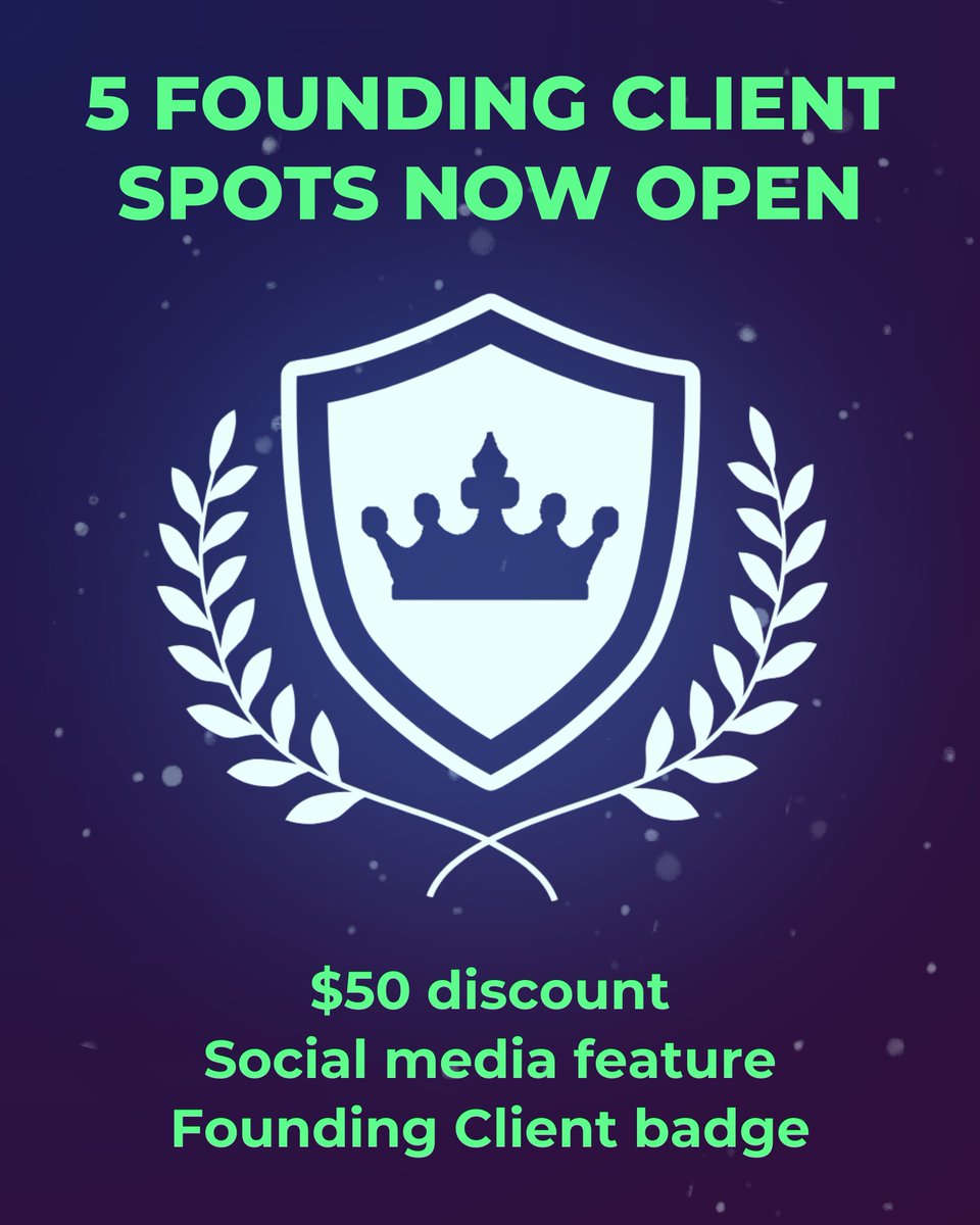 wintercraftaz's tweet photo. We’re offering five Founding Client spots to celebrate our launch. Perks include:

• $50 off your first project
• A feature on our socials
• A Founders’ Circle role and badge on Discord

Claim your spot and join our first chapter.
#branding #digitalmarketing https://t.co/8Ib6yMpHa2