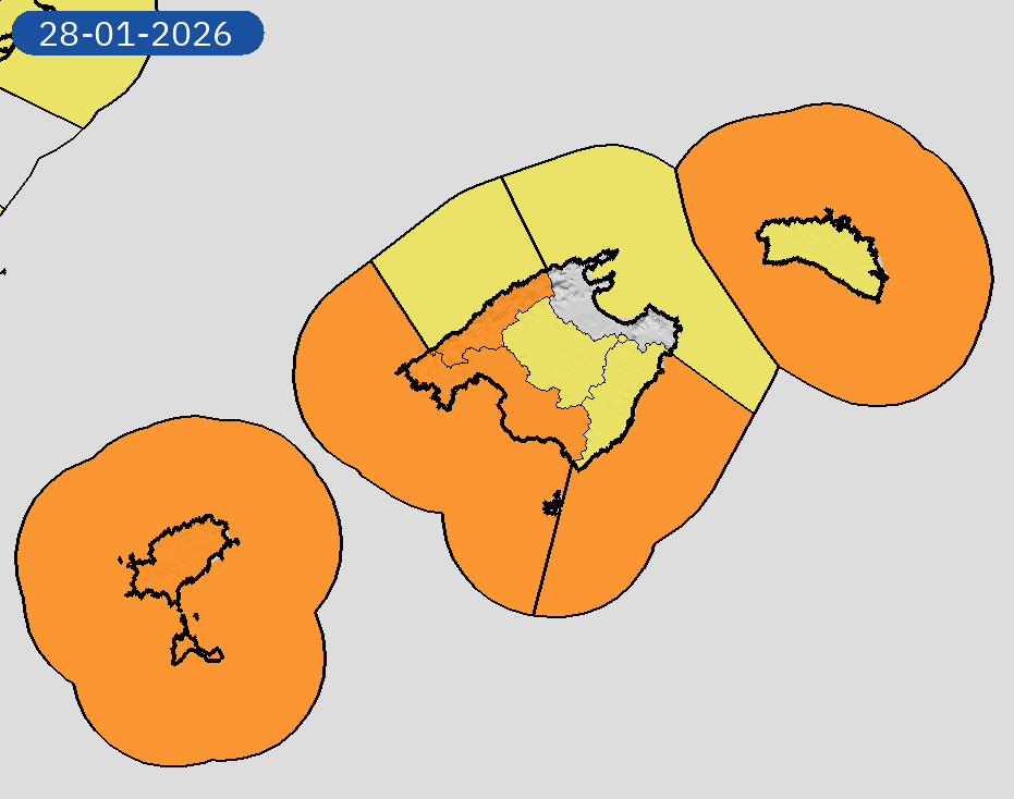 AEMET_Baleares's tweet photo. 27/01 19:06 AVISOS HOY Y MAÑANA | Illes Balears: costeros y vientos. Nivel máximo de aviso: naranja.
Actualizaciones en https://t.co/5xR91vsuMu https://t.co/VszfczBxkD