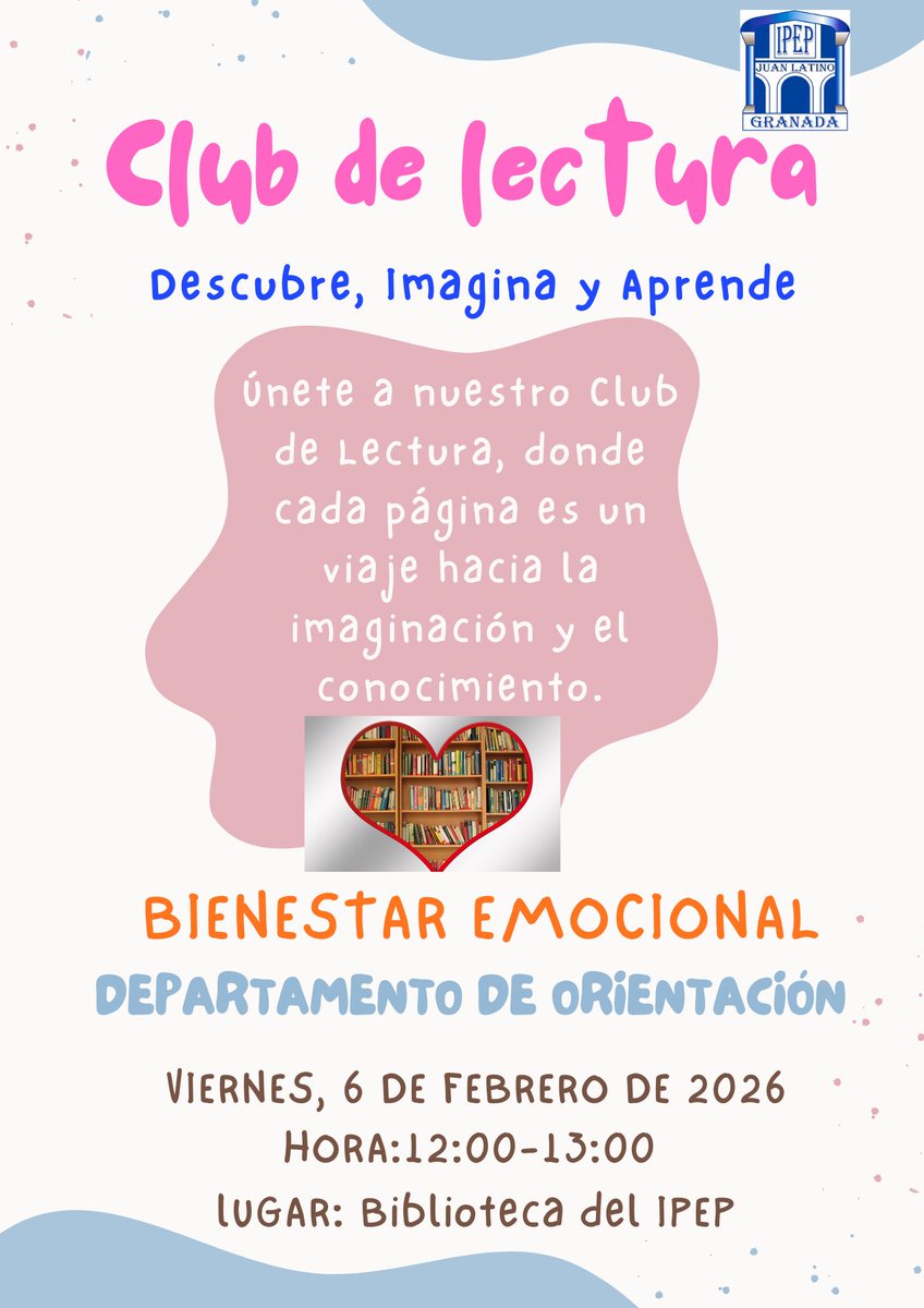 Ya tenemos fecha para el próximo encuentro del Club de Lectura organizado por el Departamento de Orientación, te esperamos el próximo viernes 6 de febrero  en la biblioteca del centro, donde comentaremos el libro “Ser feliz en Alaska” de Rafael Santandreu. #clubdelectura