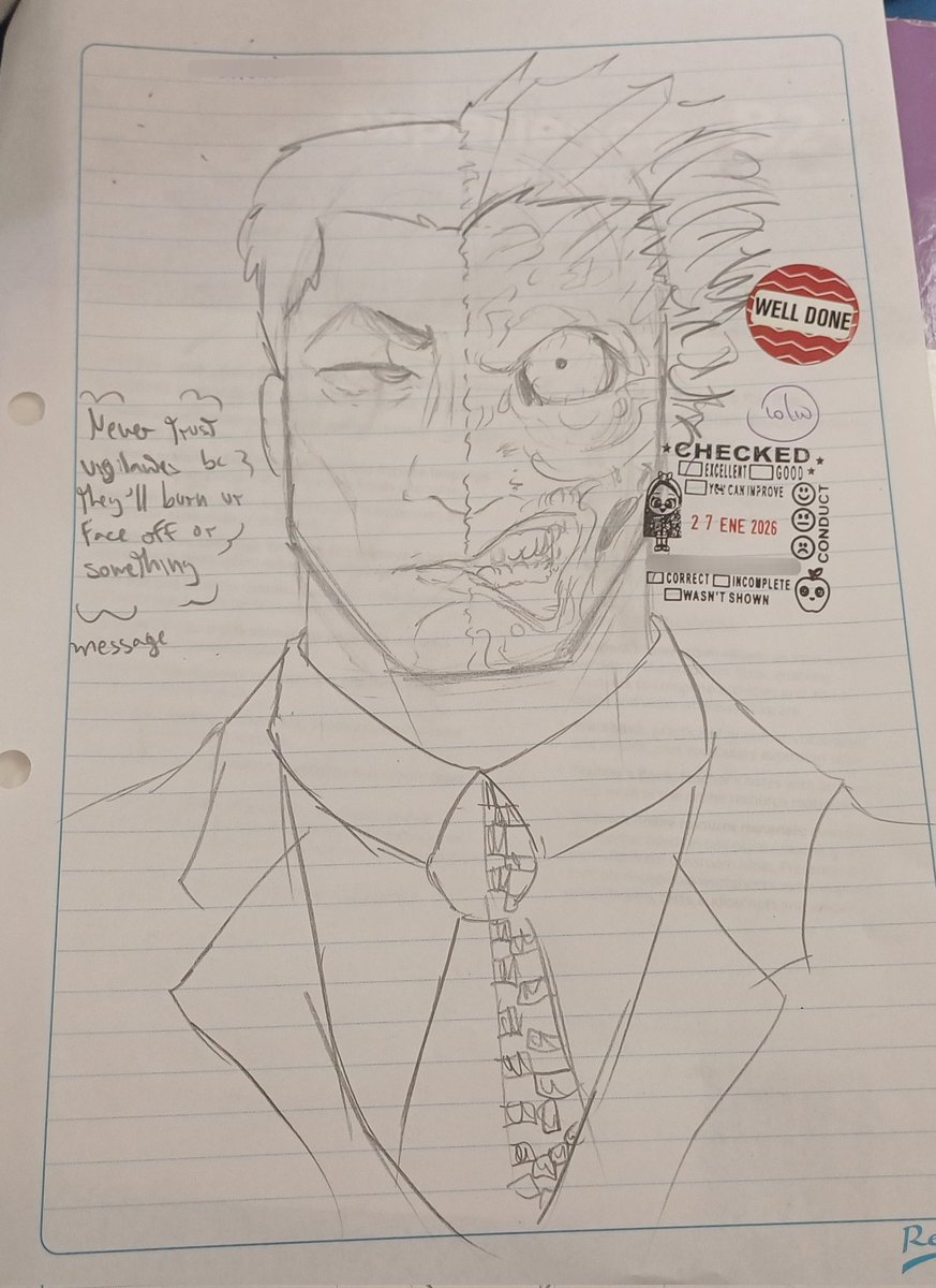 Drawing I did for art class or smth #comictwt #HarveyDent #TwoFace #sixseven