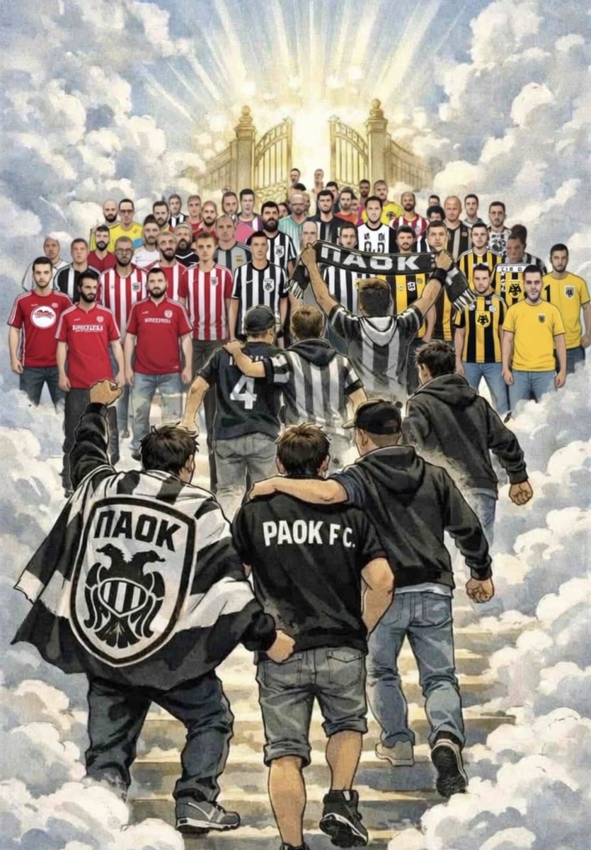 Εκεί που τους περιμένουν οι άλλοι, θα κάνουν όλοι μαζί μια κερκίδα. 🙏

8.2.1981 Θυρα7
13.1.1991 Φιλαδέλφεια 
13.3.1999 Τεμπη
29.3.2007 Παιανια
1.2.2022 Χαριλάου
8.8.2023 Φιλαδέλφεια 
27.1.2026 Ρουμανία 

#ΠΑΟΚ #ΟΣΦΠ #ΑΕΚ #ΠΑΟ