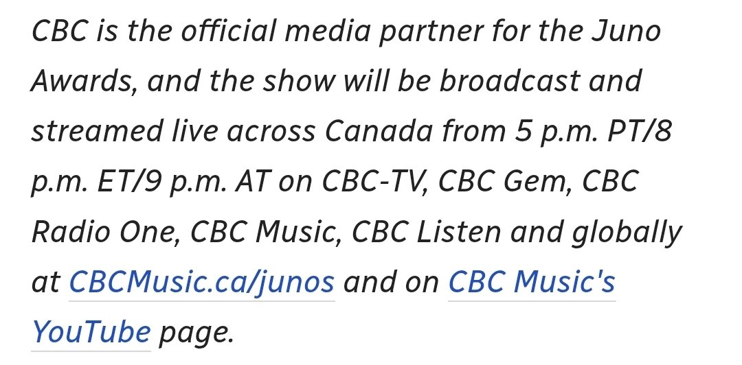 micosource's tweet photo. For international #amicos: You can watch the 2026 #JUNOAwards on @CBCMusic's website https://t.co/fZT3VfEHAu or via their YouTube Channel (https://t.co/hQtAY3F2Jh).
π Sunday, March 29, 2026 @ 8pm EDT
#MICO #micotoronto https://t.co/LtcYey94xF