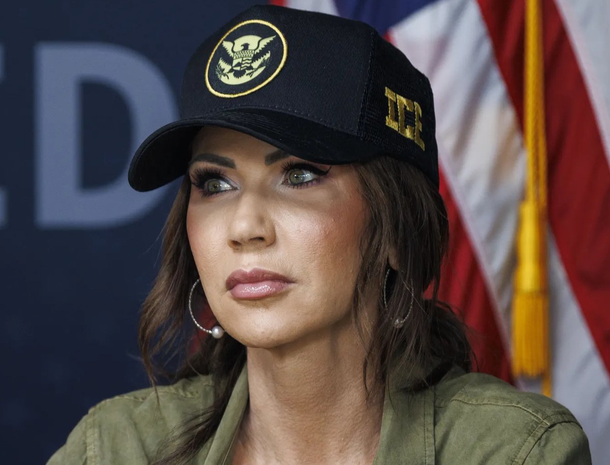 middleageriot's tweet image. Kristi Noem is about to go from being the stupidest person in Trump's cabinet to being the stupidest person not in Trump's cabinet.