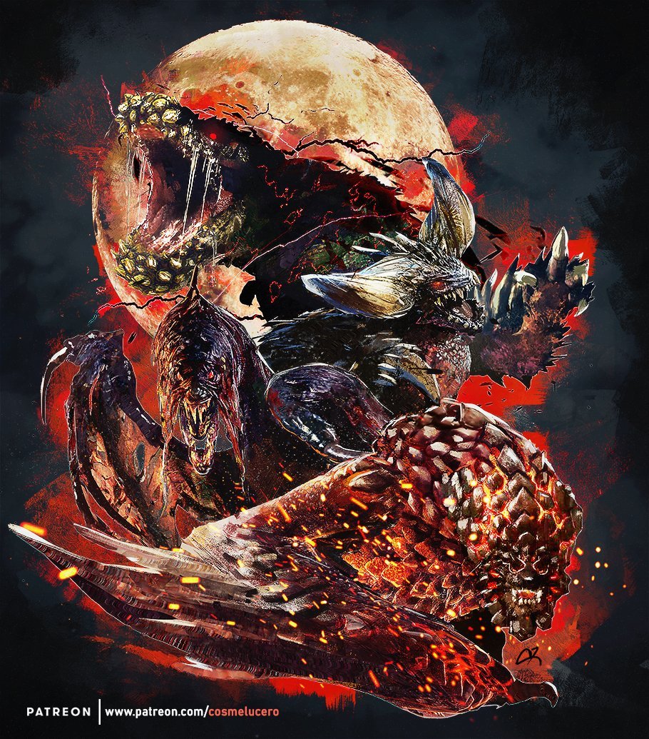 World came out when my second kid was born. I remember playing for hours while he slept on my chest. Fond memories. 
Some art pieces I've made since that time. 
#monsterhunter #fanart