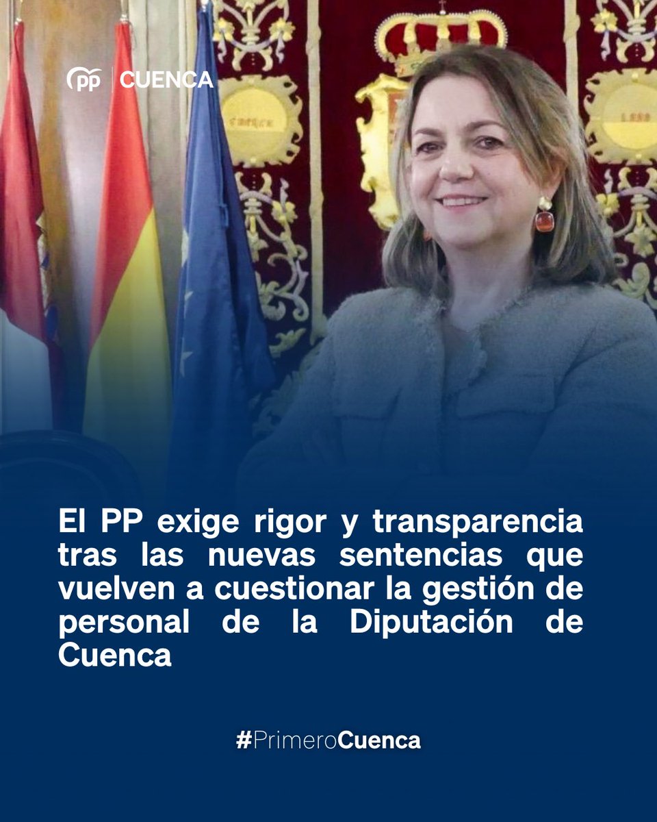 PP_Cuenca's tweet photo. El PP exige rigor y transparencia tras las nuevas sentencias que vuelven a cuestionar la gestión de personal de la Diputación de Cuenca

🔗 https://t.co/MvvEz3SXSQ

#PrimeroCuenca #Personal #Sentencias #Diputación #PPCuenca https://t.co/peSTR8nrom