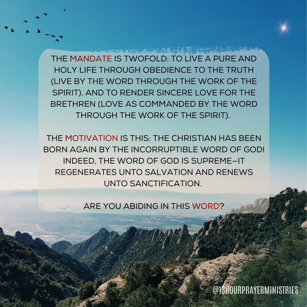 13HourPM's tweet photo. Pause and Ponder 🤍
Born again by the incorruptible Word called to purity, obedience, and fervent love for one another.
The Word that saves is the Word that sanctifies.
Are we truly abiding in Him? ✨📖

#gospel  #verseoftheweek  #13hourprayerministries https://t.co/zA8hdVmKtL