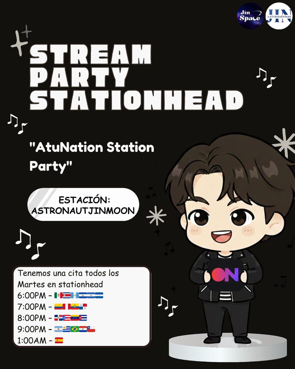 Latinoatunas's tweet photo. 🚨 STREAM PARTY HOY 🚨

Celebramos los 800 MILLONES de “Don’t Say You Love Me” 🎉💜
Pero seguimos sumando, ¡no bajamos el ritmo!

🛰️ Estación: ASTRONAUTJINMOON
🎶 Entra, deja tu stream corriendo y celebremos juntos

🔗 https://t.co/P3DsLcv9Q7

Hoy vamos con más fuerza 🚀✨
#방탄소년단진 #JIN #진 #김석진 #방탄진 #BTSJIN #KIMSEOKJIN