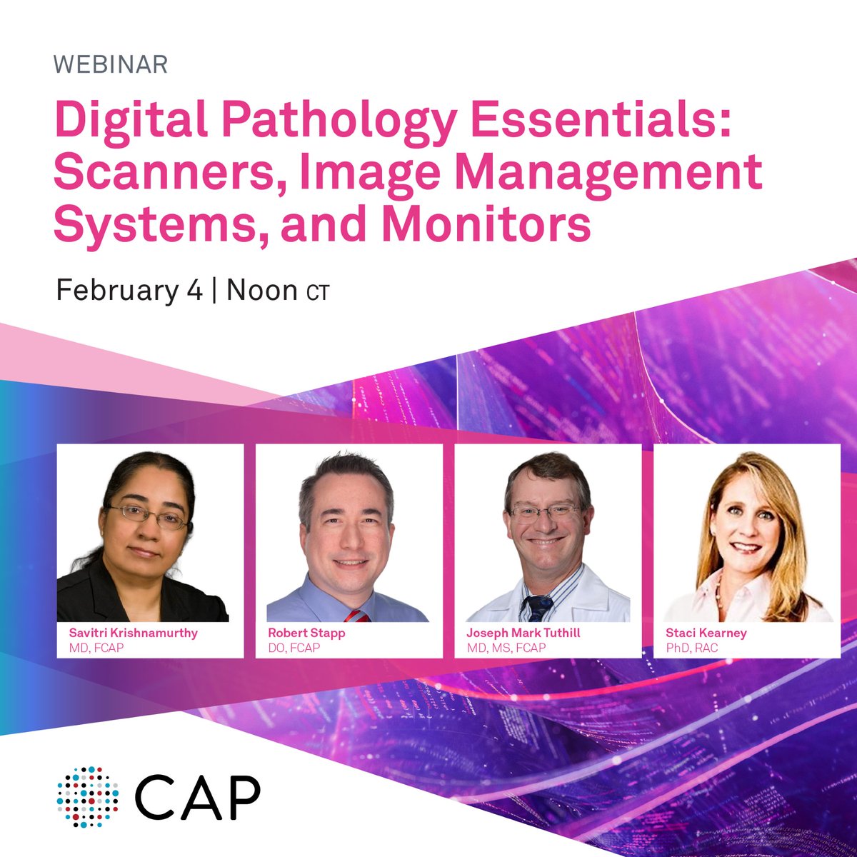 MeredithKHerman's tweet image. Upcoming webinar 📹Digital Pathology Essentials: Scanners, Image Management Systems, and Monitors

Date &amp;amp; Time: February 4, 2026 from 12-1pm CST

Register here: cap-org.zoom.us/webinar/regist…

#PathX #DigPath
