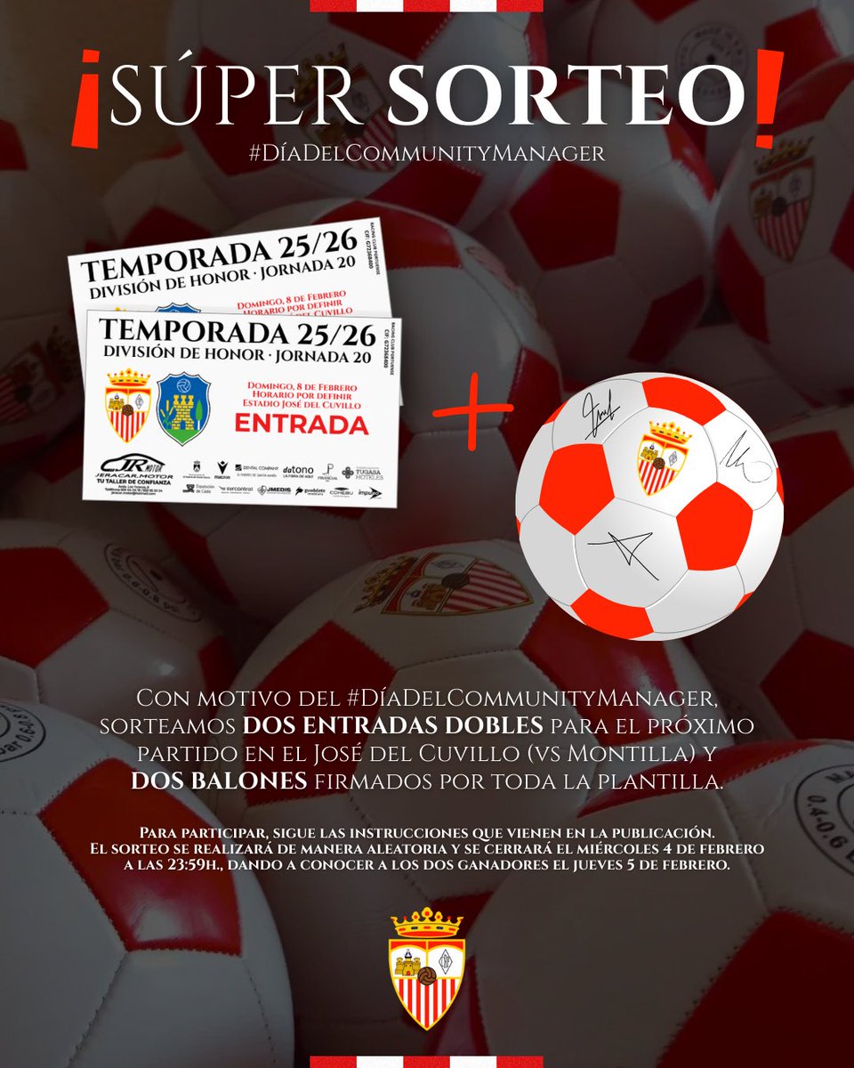 RCPortuense1928's tweet photo. 📢 Un año más os habla vuestro CM de confianza. Hoy es el día de los CM's y me he tomado la libertad de hacer otro SÚPER SORTEO con DOS GANADORES.

Para participar:
1️⃣ Síguenos en X.
2️⃣ Like y RT.
3️⃣ Comenta con el hashtag #DiaDelCommunityManager y menciona a una persona. https://t.co/2nWhb1Gz02