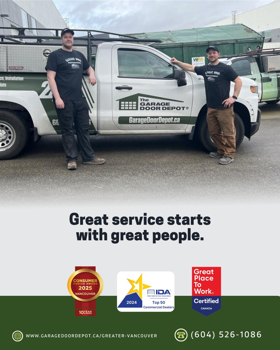 GarageDoorDepot's tweet image. When the people behind the work are supported and respected, the results show in every install, repair, and maintenance visit.

#GarageDoorDepot #GreatPlaceToWork #CommercialService #AwardWinning #PropertyManagers #StrataPartners