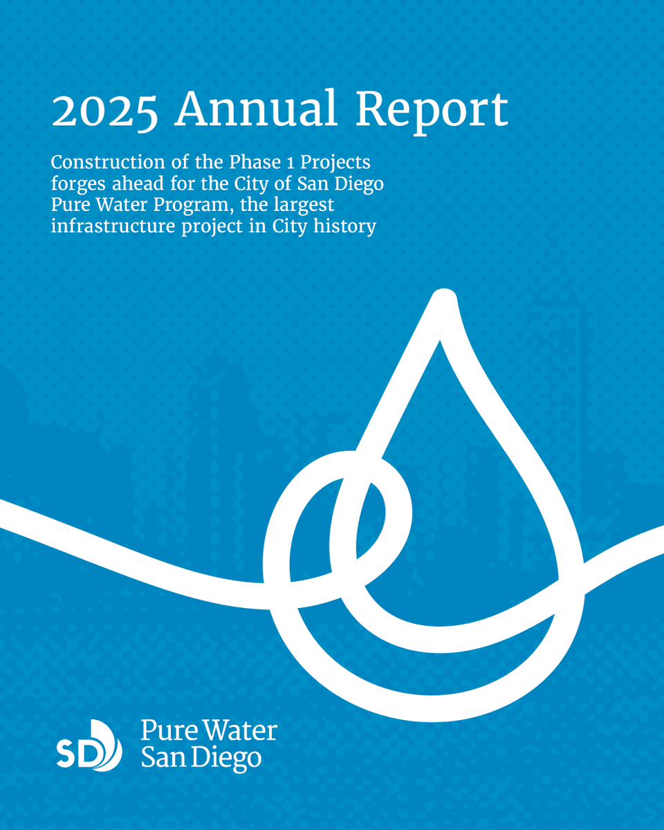 #ICYMI: we released our 2025 Pure Water San Diego Annual Report! 💧🚧
 
Flip through to see construction progress, program highlights and to learn more about the largest infrastructure project in the City's history. Check out the latest report at bit.ly/4r0m0KV!