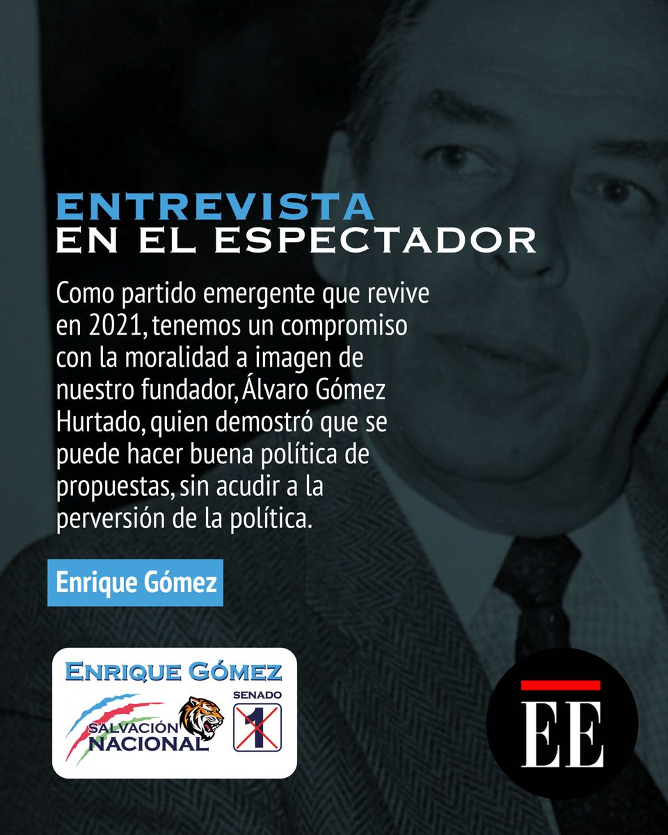 Como partido emergente que revive en 2021, tenemos un compromiso con la moralidad a imagen de nuestro fundador, Álvaro Gómez Hurtado, quien demostró que se puede hacer buena política de propuestas, sin acudir a la perversión de la política.  elespectador.com/politica/elecc…