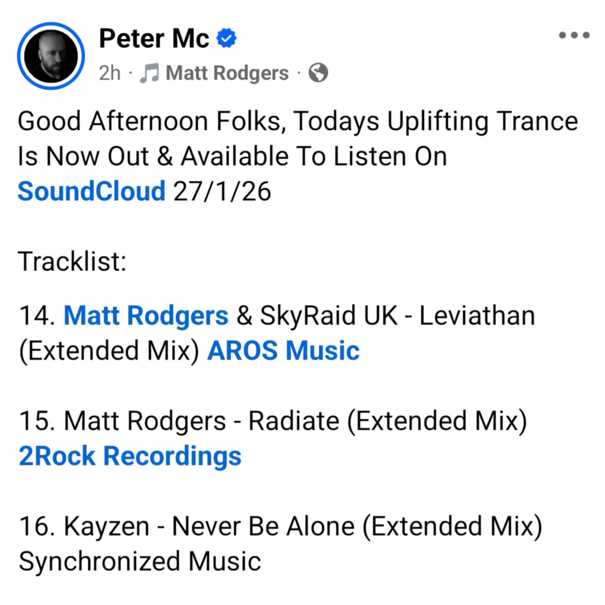 mattrodgersdj's tweet photo. Support for Radiate &amp; Leviathan 😎

Thanks @oscarrockenberg, @ryuibossenmusic, DJ Mac Live 🙌

Radiate is in the @beatport Trance Hype Chart

Matt Rodgers - Radiate [@2RockRecordings]
Matt Rodgers, SkyRaid UK - Leviathan [@AROS_MUSIC]

#Trance #TranceFamily #NewMusic #NewRelease https://t.co/Iytx5NQV7i