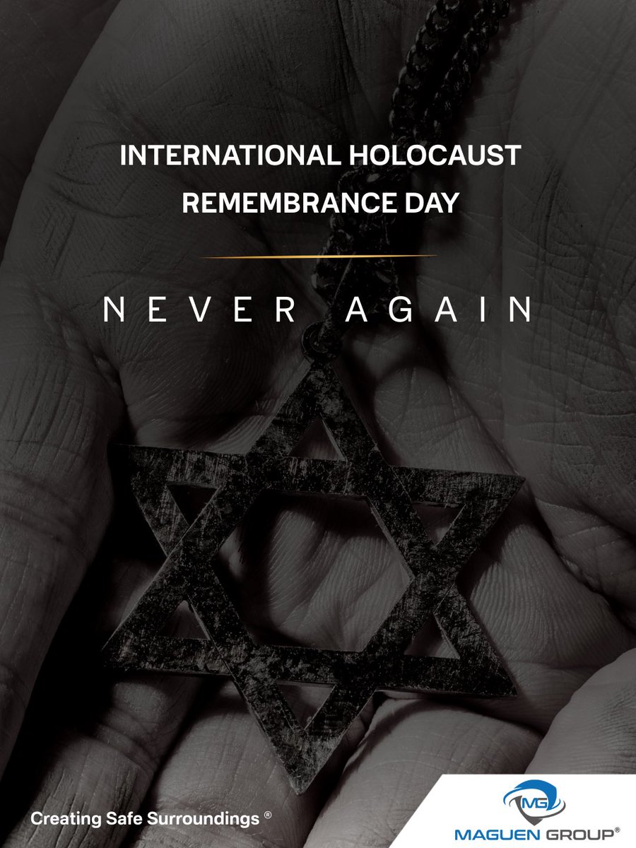 MaguenTeam's tweet photo. Hoy honramos la memoria de las víctimas del Holocausto y reafirmamos la importancia de recordar, educar y trabajar todos los días por ambientes más seguros, justos y humanos para que la historia no se repita.
.
.
.
.
.
.
#maguengroup #Holocausto #NuncaMás #Memoria #Humanidad https://t.co/mRMsJDb4ZI