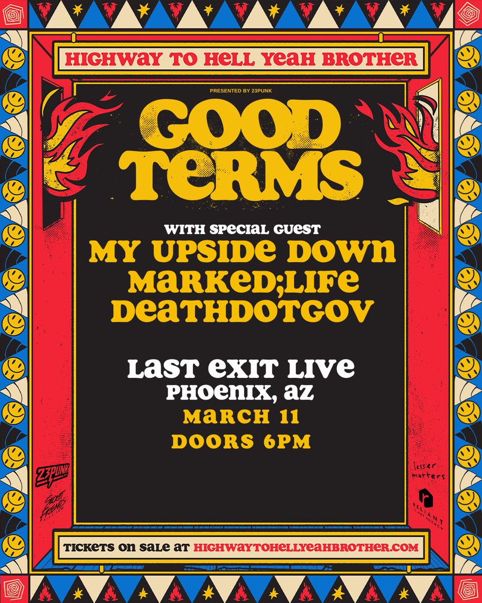 MarkedLifeSound's tweet image. Phoenix AZ! March 11th we will be playing with @goodtermsband at @lastexitliveaz for their ‘Highway to Hell Yeah Brother’ Tour! 
•
Grab your tickets now! Who’s coming? 😎