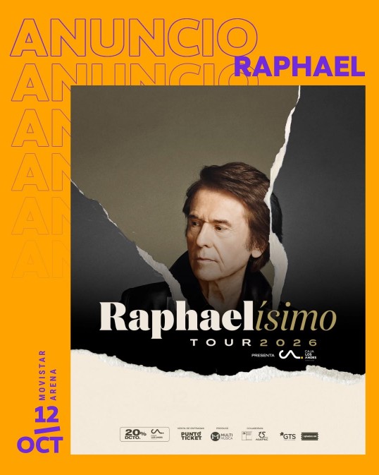 Chile, otro país donde <a href="/RAPHAELartista/">𝗥𝗔𝗣𝗛𝗔𝗘𝗟</a>  ofrecerá su tour Raphaelísimo. El día 2 las entradas se ponen a la preventa.