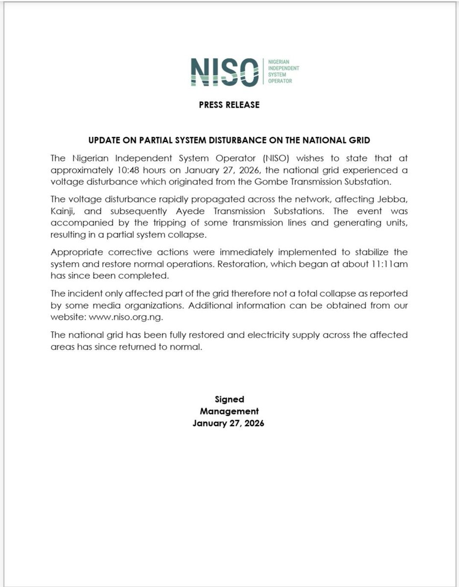 Nigeria National Grid tweet media
