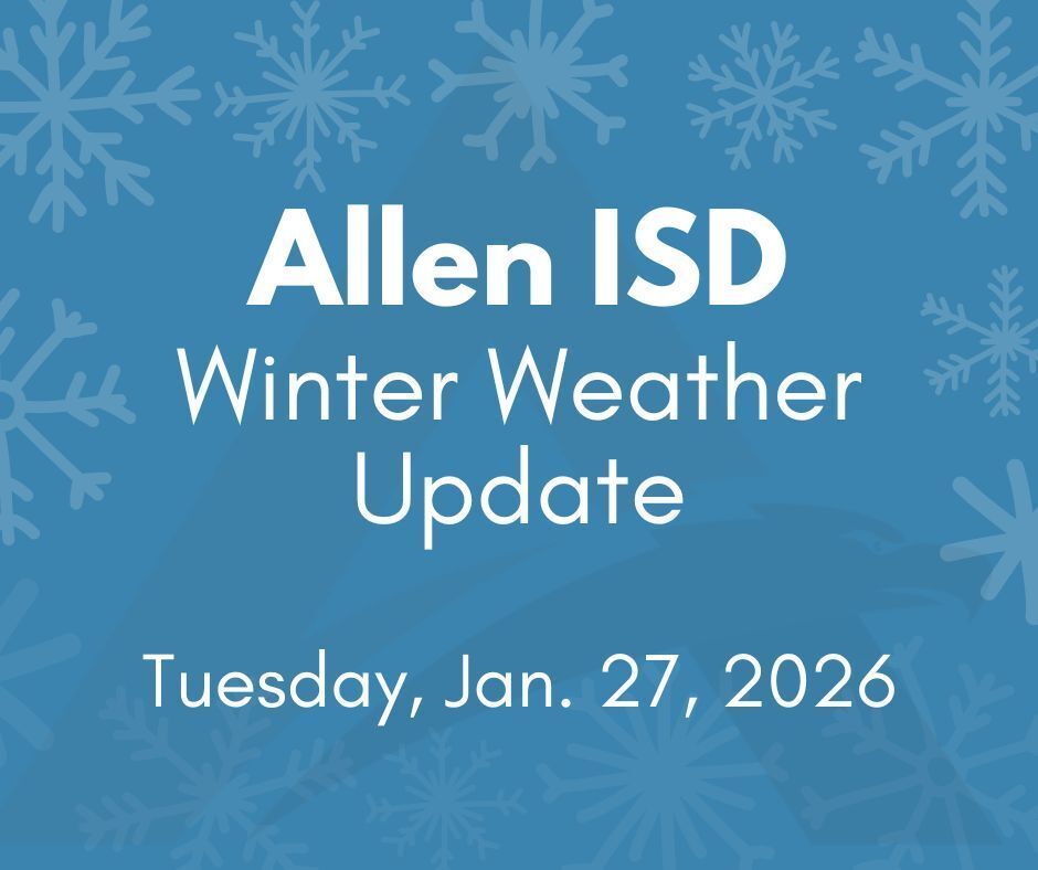Allen_ISD's tweet image. Allen ISD is actively monitoring the weather and the conditions of roads and sidewalks. District officials will speak with emergency personnel at 4 p.m. today, and an official decision regarding school for Wednesday, January 28th will be shared at 5 p.m. this evening.