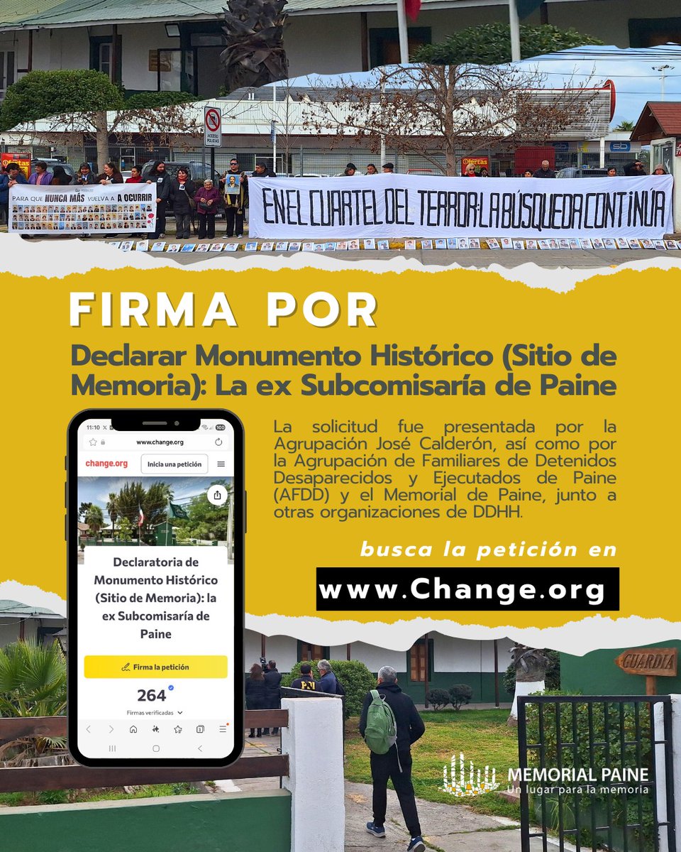 Este lugar fue escenario de detención, tortura y desaparición forzada durante la dictadura. En Paine, la represión dejó 70 víctimas, en su mayoría campesinos ligados a la Reforma Agraria.

✍🏽 Firma la declaración y súmate a la defensa de la memoria, la verdad y la reparación.